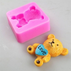 Khuôn Silicon - Động Vật - Gấu Tim Ngồi Love 4.8cm