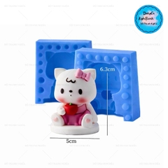 Khuôn Silicon - Mèo Kitty - 2 Mảnh Ôm Táo 6.3cm