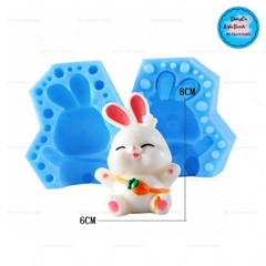 Khuôn Silicon - Động Vật - Con Thỏ Ngồi 2 Mảnh Giang Tay 8cm
