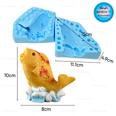 Khuôn Silicon - Biển - Cá Koi Cá Chép Vượt Vũ Môn 9cm 2 Mảnh