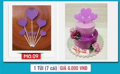 Cắm Tim 7 Que Cắm Bọc - TIM TÍM HỒNG