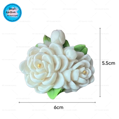 Khuôn Silicon - Chùm Hoa Hồng Trà - Kèm Lá Nụ 6Cm