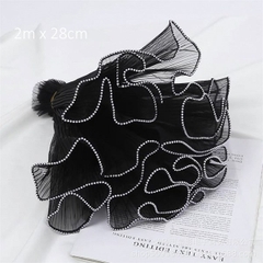 Cuộn Voan - Viền Bi -28cm Dài 2m - ĐEN