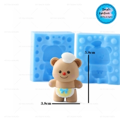 Khuôn Silicon - Động Vật - Gấu Đội Nón 2 Mảnh 5.5cm Đầu Bếp