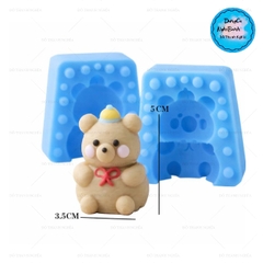 Khuôn Silicon - Động Vật - Gấu Đội Nón 2 Mảnh 5cm Chuông
