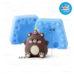 Khuôn Silicon - Động Vật - Gấu Đội Nón 2 Mảnh 5cm