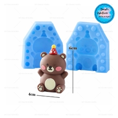 Khuôn Silicon - Động Vật - Gấu Đội Nón 2 Mảnh 6cm