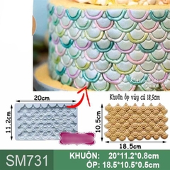 Khuôn Silicon - Viền Mảng Họa Tiết - Vảy Cá Sóng 18.5x10.5cm