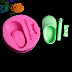 Khuôn Silicon - Em Bé Giày - Dây Nơ 3c