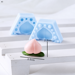 Khuôn Silicon - Trái Cây - Đào Kèm Lá 2 Mảnh 3.5x2.2cm