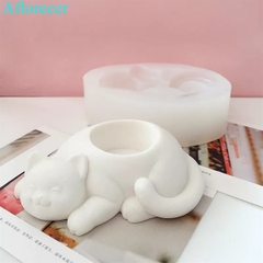 Khuôn Silicon - Động Vật - Mèo Nằm Chậu 11cm