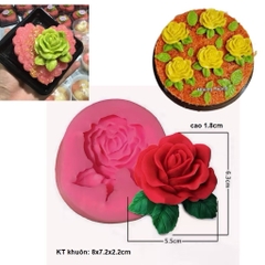 Khuôn Silicon - Hoa Hồng Nở - 5.5cm - Nằm Kèm Lá