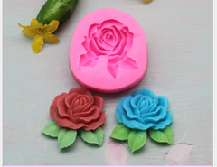 Khuôn Silicon - Hoa Hồng Nở - 5.5cm - Nằm Kèm Lá