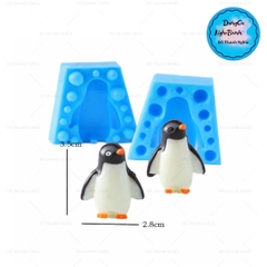 Khuôn Silicon - Động Vật - Chim Cánh Cụt 2 Mảnh 3.5cm Nghiêng