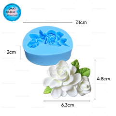 Khuôn Silicon - Hoa Hồng Nở - 6.3x4.8cm - Ép Hồng Kèm Lá
