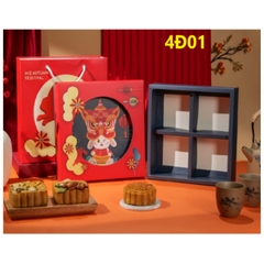 Hộp Giấy - Bánh Trung Thu Quai Xách - 4 Bánh - 4D01