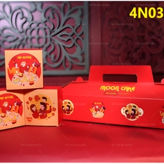 Hộp Giấy - Bánh Trung Thu Quai Xách - 4 Bánh - 4N03