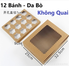 Hộp Giấy - Cup Cake - 12 Bánh - Màu Da Bò