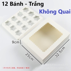 Hộp Giấy - Cup Cake - 12 Bánh - Màu Trắng