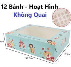 Hộp Giấy - Cup Cake - 12 Bánh - Màu Hoạt Hình