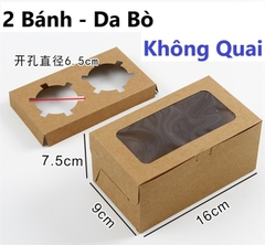 Hộp Giấy - Cup Cake - 2 Bánh - Màu Da Bò