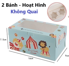 Hộp Giấy - Cup Cake - 2 Bánh - Màu Hoạt Hình