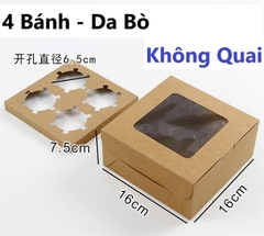 Hộp Giấy - Cup Cake - 4 Bánh - Màu Da Bò