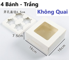 Hộp Giấy - Cup Cake - 4 Bánh - Màu Trắng