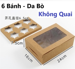 Hộp Giấy - Cup Cake - 6 Bánh - Màu Da Bò