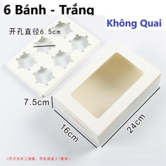 Hộp Giấy - Cup Cake - 6 Bánh - Màu Trắng