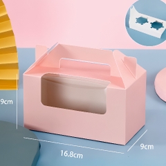 Hộp Giấy - Cup Cake - Quai Xách - 2 Bánh - Màu Hồng