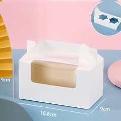 Hộp Giấy - Cup Cake - Quai Xách - 2 Bánh - Màu Trắng