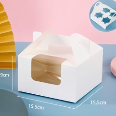 Hộp Giấy - Cup Cake - Quai Xách - 4 Bánh - Màu Trắng