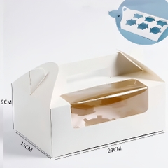 Hộp Giấy - Cup Cake - Quai Xách - 6 Bánh - Màu Trắng