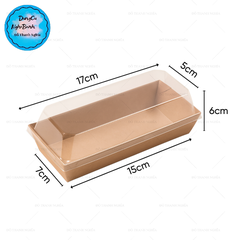 Hộp Giấy Kraft - Nắp Nhựa - Chữ Nhật 17x6cm Cao 6cm - XÁM