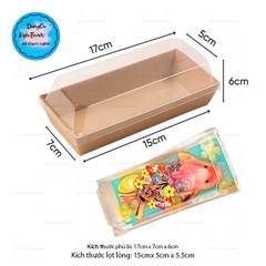 Hộp Giấy Kraft - Nắp Nhựa - Chữ Nhật 17x6cm Cao 6cm - XÁM