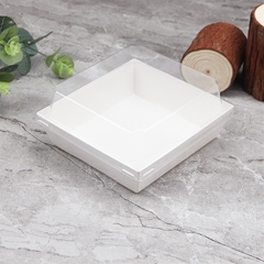 Hộp Giấy Kraft - Nắp Nhựa - Vuông Trắng - 12.5cm cao 6.3cm