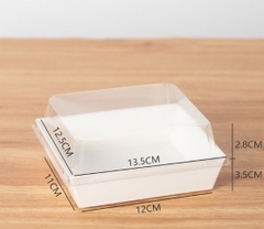 Hộp Giấy Kraft - Nắp Nhựa - Vuông Trắng - 16cm Cao 10cm
