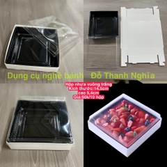 Hộp Giấy Vuông - Lót Nhựa 14.5cm cao 5.4cm - TRẮNG