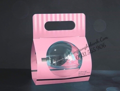 Hộp Nhựa - Cầu - Quai Xách Giấy - 13cm 390ml - HỒNG