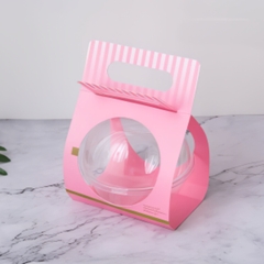 Hộp Nhựa - Cầu - Quai Xách Giấy - 600ml - HỒNG