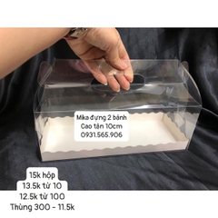 Hộp Nhựa Mika - Chữ Nhật Quai Xách Đế Giấy - 27x11cm Cao 10cm