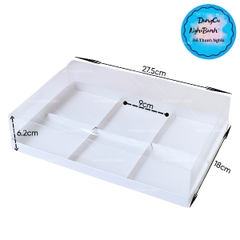 Hộp Nhựa Mika - Vuông Đế Giấy - 6 Ngăn 9x9cm Cao 6.2cm