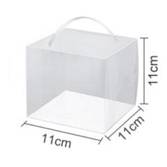 Hộp Nhựa Mika - Vuông Quai Rời Đế Giấy - 11x11cm Cao 11cm