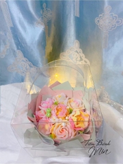 Hộp Nhựa Mika - Vuông Quai Rời Đế Giấy - 1 Hộp 19x19cm Cao 15cm