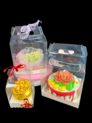 Hộp Nhựa Mika - Vuông Quai Xách Đế Giấy - 14cm Cao 18cm