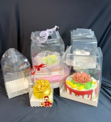 Hộp Nhựa Mika - Vuông Quai Xách Đế Giấy - 15cm Cao 18cm
