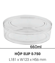 Hộp Nhựa - Oval 18x5.6cm - 660 ml Mika Cứng Giòn E-750