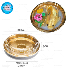 Hộp Nhựa - Tròn Đế Vàng 28cm Cao 6cm