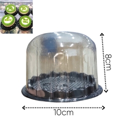 Hộp Nhựa - Tròn H15 Nắp Mô - 10cm Cao 8cm - Đế Đen